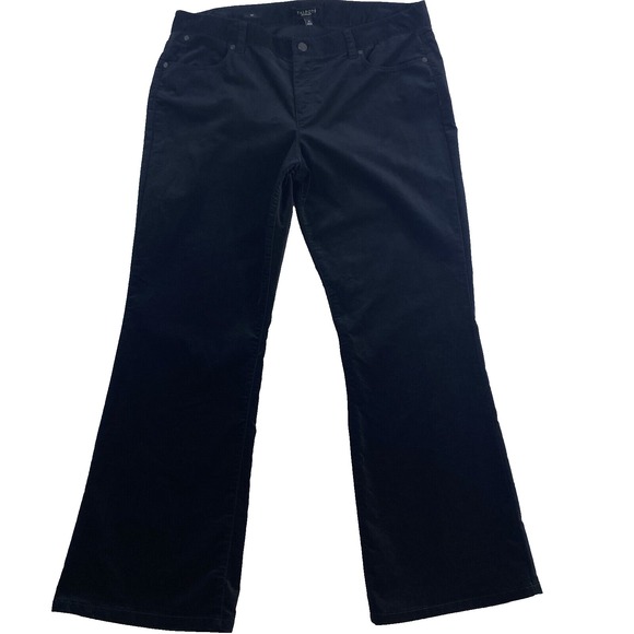 Talbots Velvet Pants Women‎ Sz 16 Black Bootcut Flare Minimalist Everyday Office - Picture 1 of 13